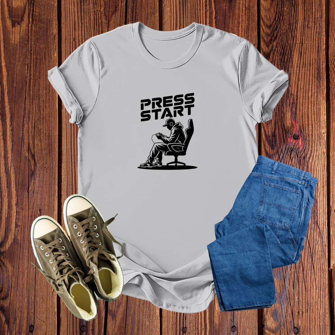 Camiseta Premium 'Press Start' - Estampa Gamer Exclusiva, Conforto e Estilo em Diversas Cores