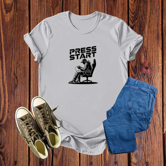 Camiseta Premium 'Press Start' - Estampa Gamer Exclusiva, Conforto e Estilo em Diversas Cores