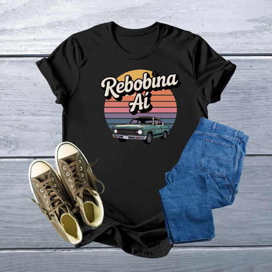 Camiseta Retrô 'Rebobina Aí' T-Shirt | Vintage Car Sunset Design, Soft & Customizable Fit for Car Enthusiasts