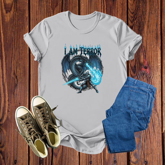 Camiseta Premium 'I Am Terror' – Dragão Épico, Conforto Inigualável, Estilo Mítico