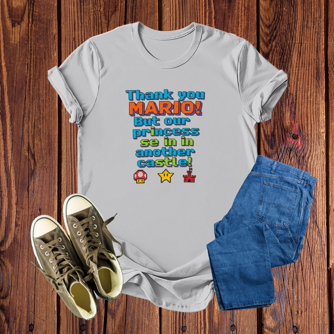 Camiseta Premium Retrô Gamer – Estampa Exclusiva 'Thank You Mario!', Conforto e Estilo Vintage