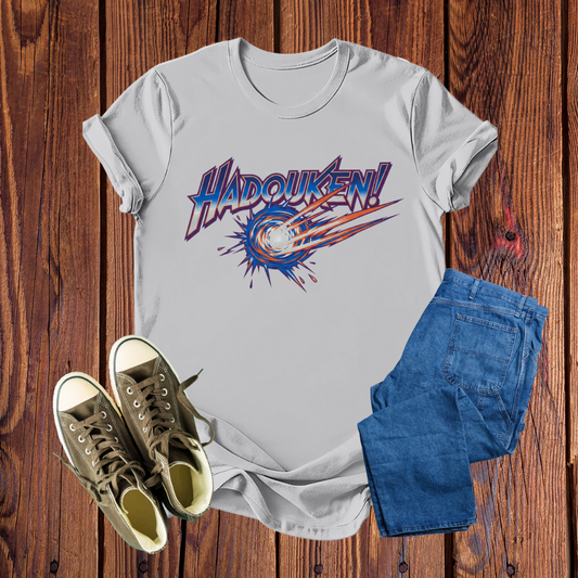 Camiseta Premium 'Hadouken!' - Estilo Gamer Retrô, Conforto Inigualável para Fãs de Luta