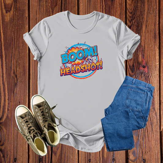 Camiseta Gamer 'Boom! Headshot!' – Estampa Explosiva, Conforto Premium e Estilo Inigualável