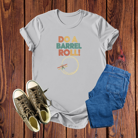 Camiseta Premium 'Do a Barrel Roll!' – Estampa Retrô de Avião, Confortável e Divertida