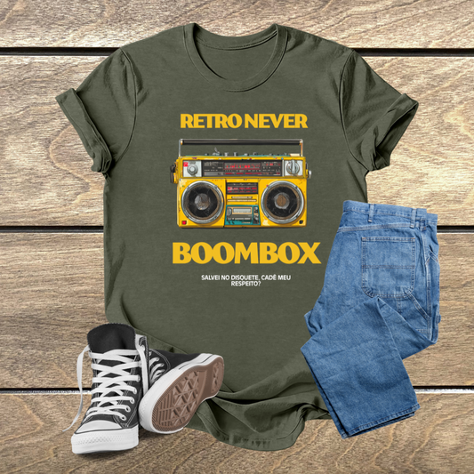 Camiseta Retrô Boombox: Estampa Vintage para Amantes da Música - Estilo Unissex e Conforto Duradouro