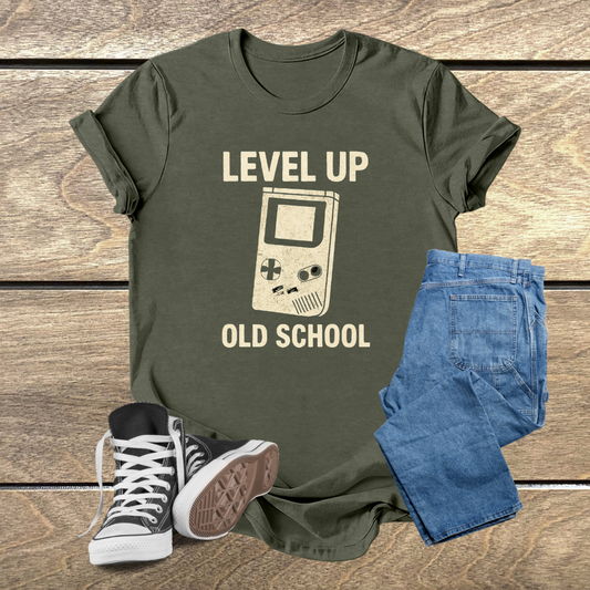 Camiseta Gamer 'Level Up Old School' Unissex – Nostalgia e Estilo Retrô